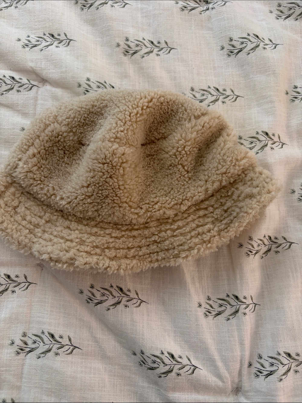 Urban Outfitters Beige Teddy Bucket Hat